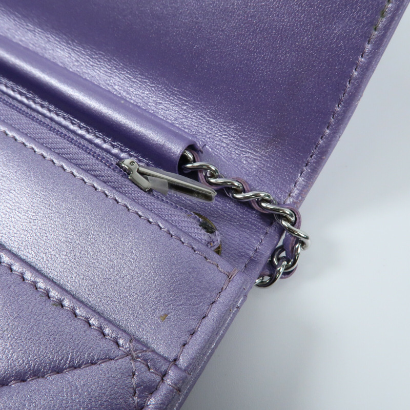CHANEL 羊皮皮革WOC Wallet On Chain銀扣鏈帶肩背袋-11