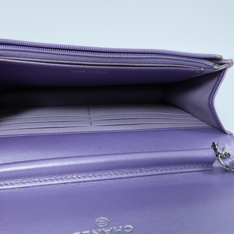 CHANEL 羊皮皮革WOC Wallet On Chain銀扣鏈帶肩背袋-14