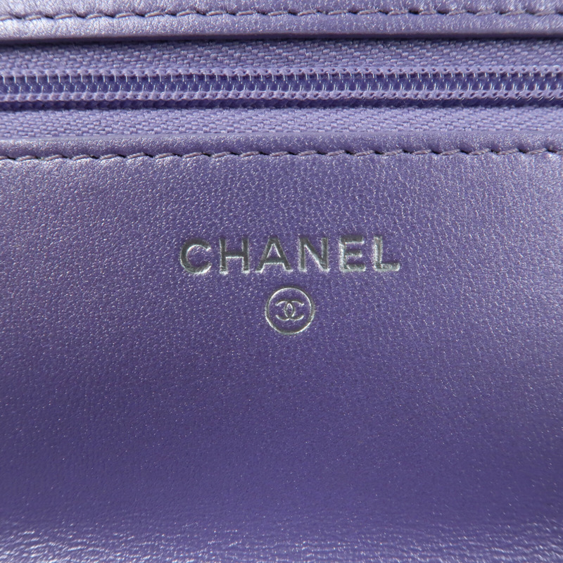 CHANEL 羊皮皮革WOC Wallet On Chain銀扣鏈帶肩背袋-15