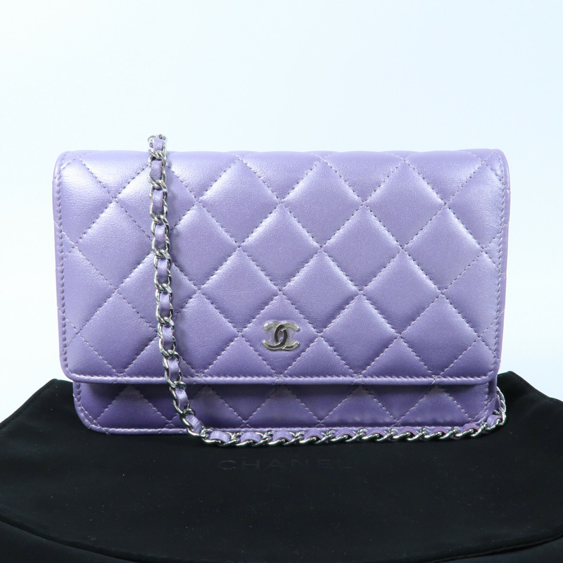 CHANEL 羊皮皮革WOC Wallet On Chain銀扣鏈帶肩背袋-18