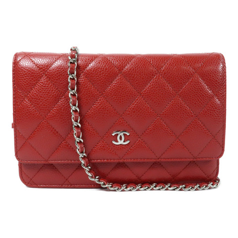 CHANEL 牛皮皮革WOC Wallet On Chain銀扣肩背袋