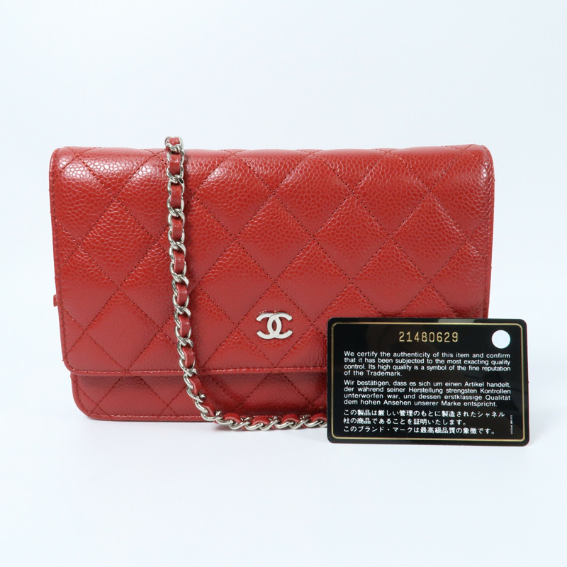 CHANEL 牛皮皮革WOC Wallet On Chain銀扣肩背袋-4
