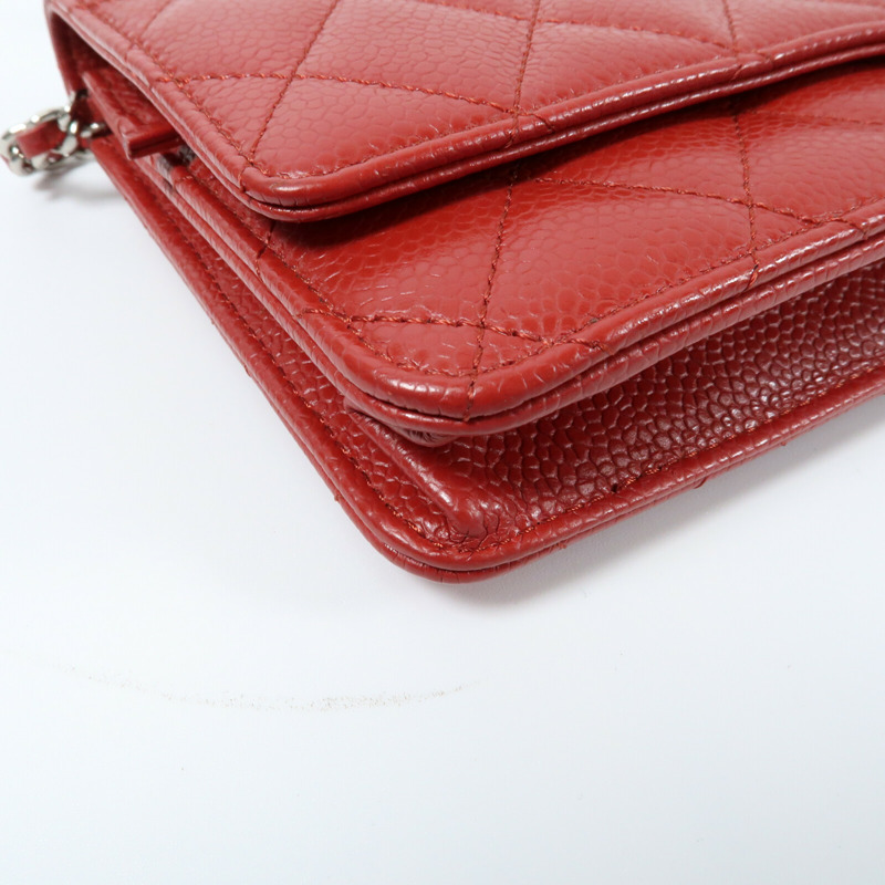 CHANEL 牛皮皮革WOC Wallet On Chain銀扣肩背袋-6