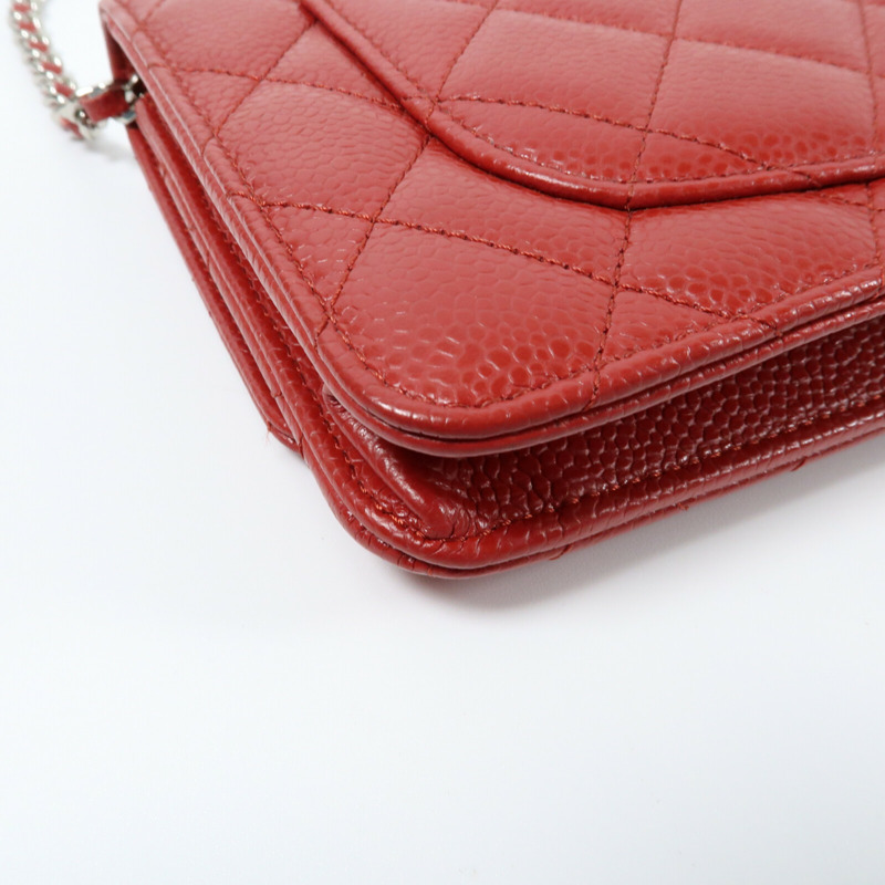 CHANEL 牛皮皮革WOC Wallet On Chain銀扣肩背袋-8