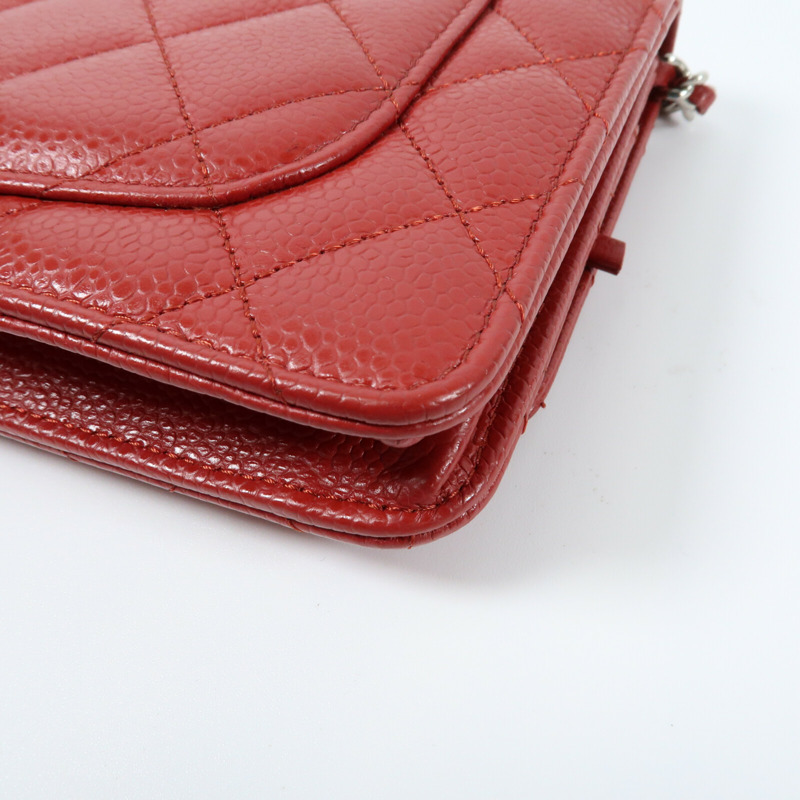 CHANEL 牛皮皮革WOC Wallet On Chain銀扣肩背袋-9