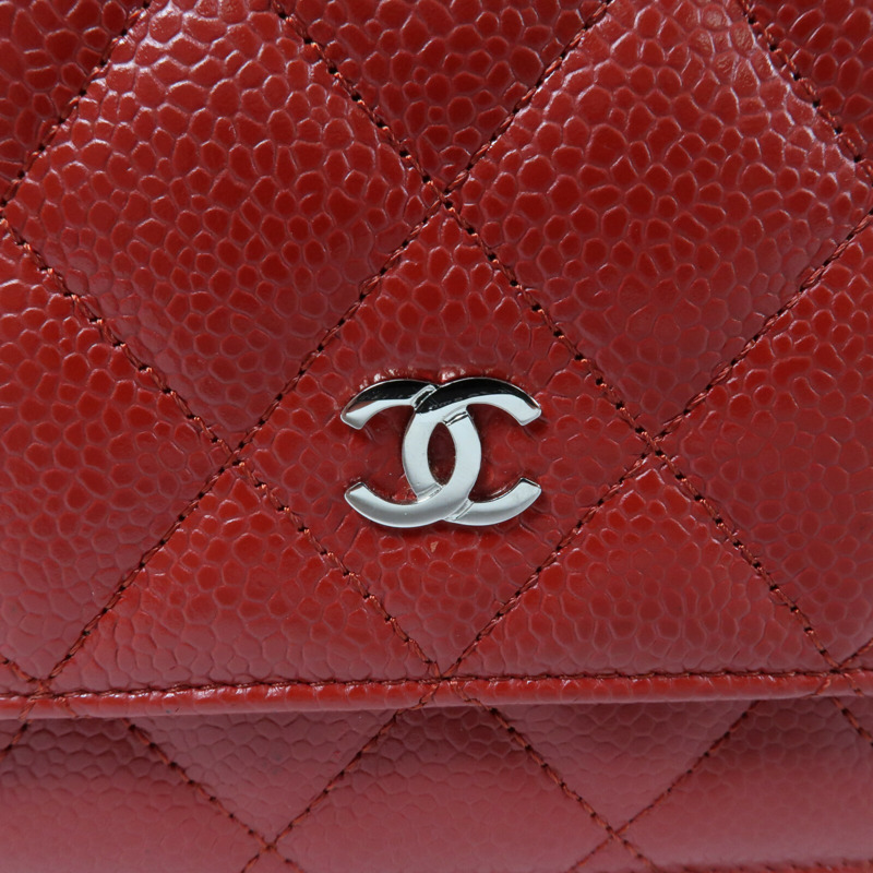 CHANEL 牛皮皮革WOC Wallet On Chain銀扣肩背袋-10