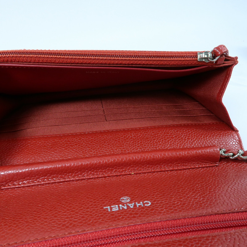 CHANEL 牛皮皮革WOC Wallet On Chain銀扣肩背袋-13