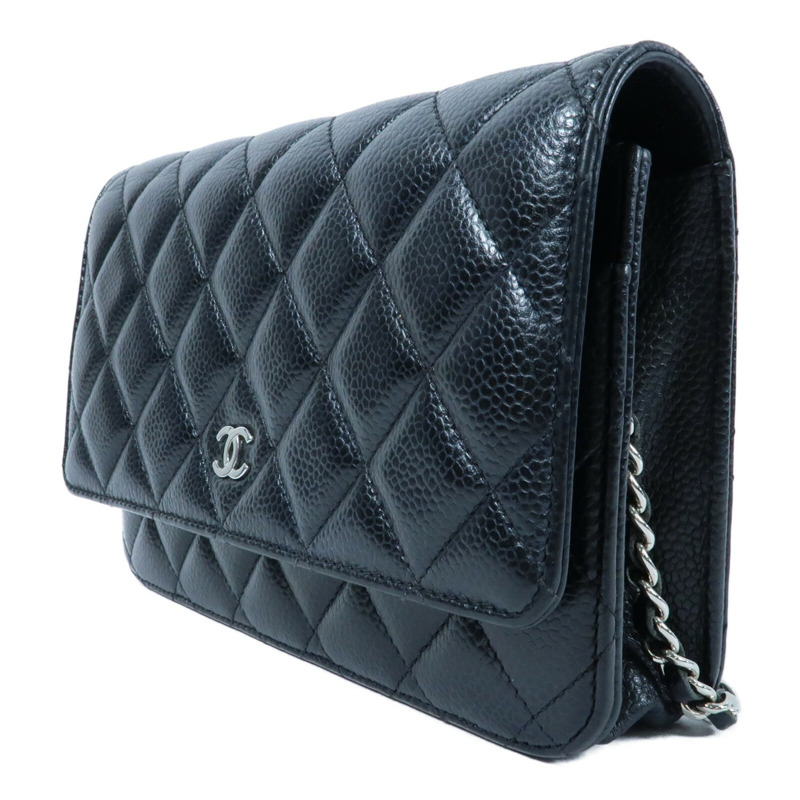 CHANEL 牛皮皮革Wallet On Chain銀扣鏈帶肩背袋-2