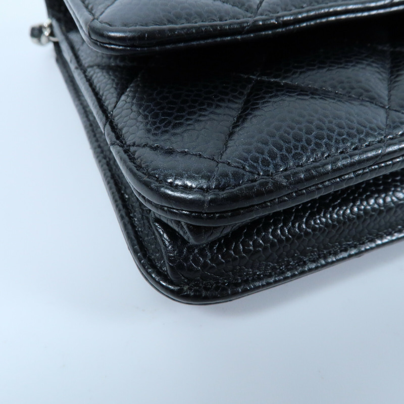 CHANEL 牛皮皮革Wallet On Chain銀扣鏈帶肩背袋-4