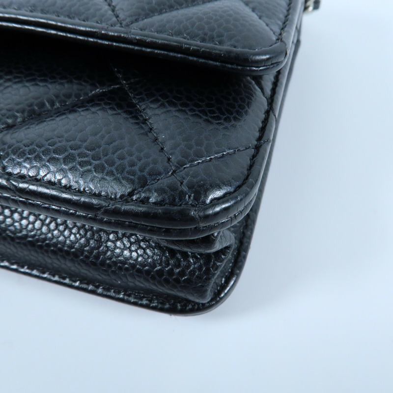 CHANEL 牛皮皮革Wallet On Chain銀扣鏈帶肩背袋-5