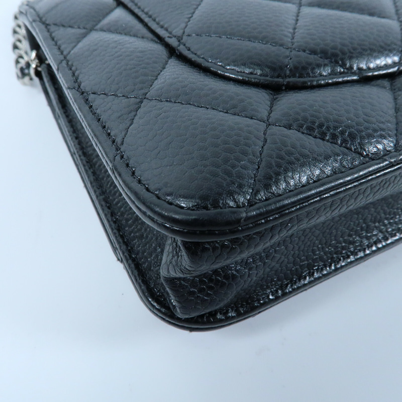 CHANEL 牛皮皮革Wallet On Chain銀扣鏈帶肩背袋-6