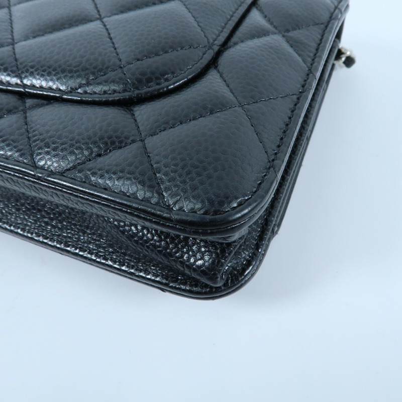 CHANEL 牛皮皮革Wallet On Chain銀扣鏈帶肩背袋-7