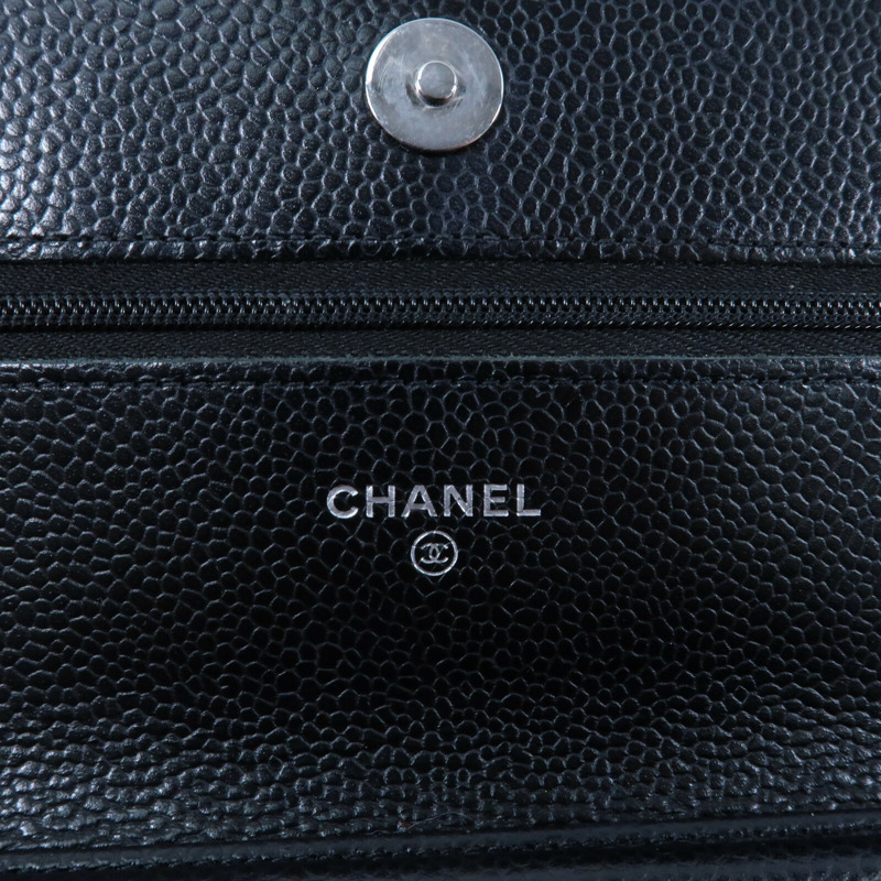 CHANEL 牛皮皮革Wallet On Chain銀扣鏈帶肩背袋-10