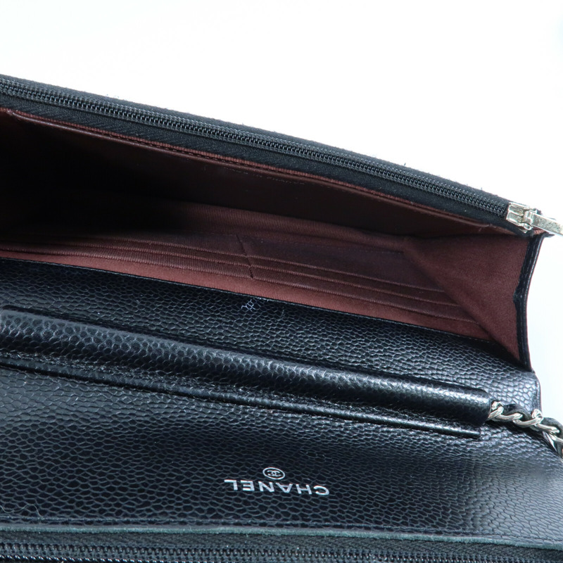 CHANEL 牛皮皮革Wallet On Chain銀扣鏈帶肩背袋-11