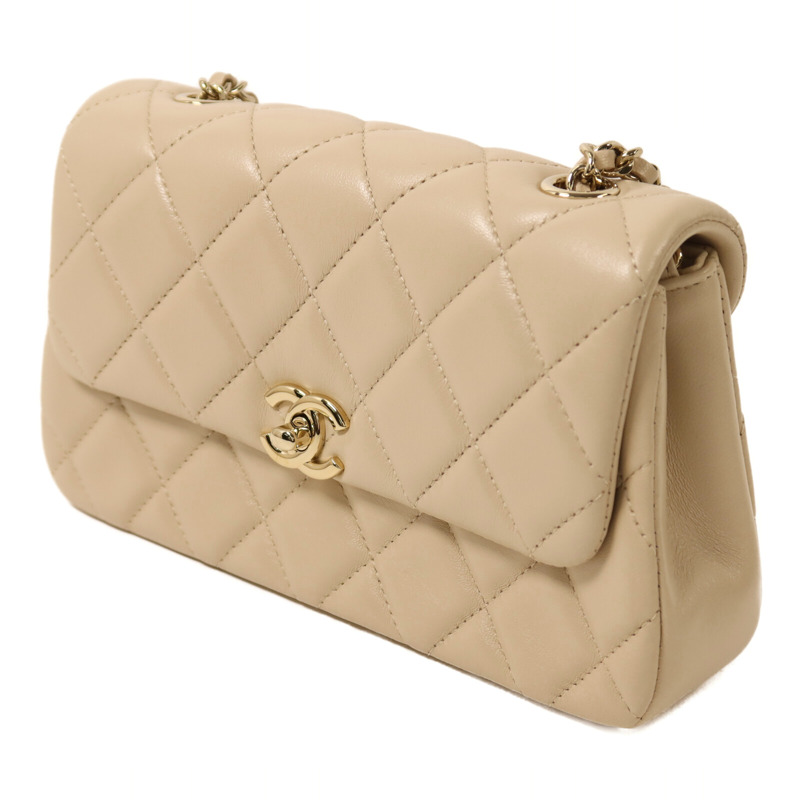CHANEL 羊皮皮革Chain Shoulder金扣鏈帶肩背袋-2