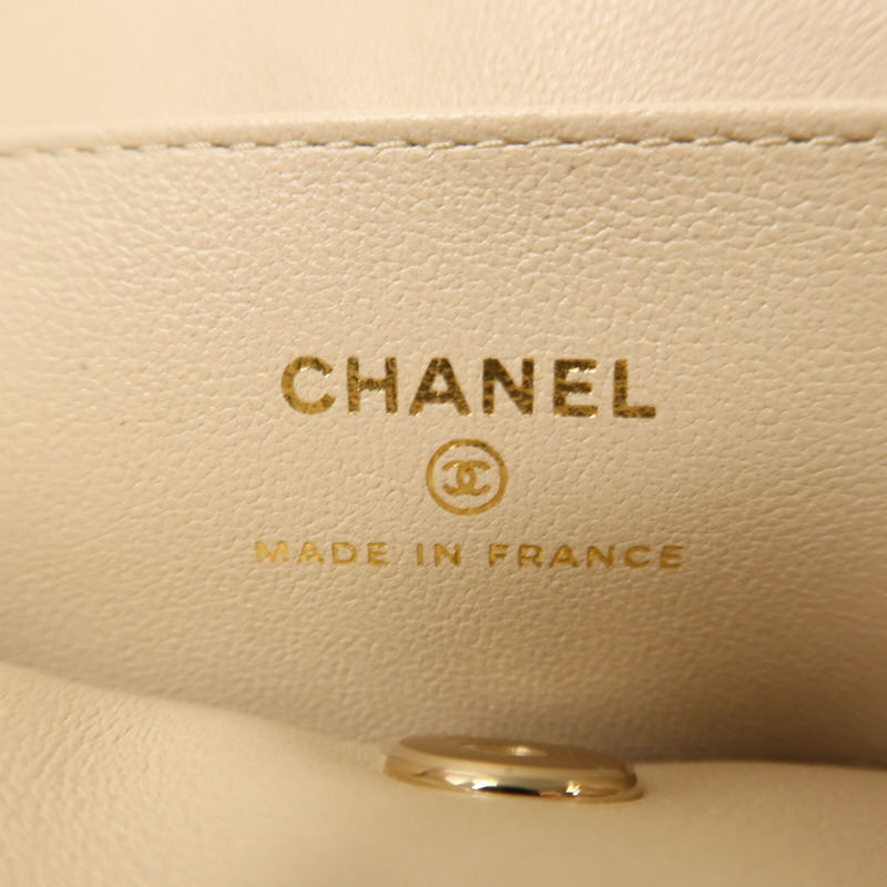 CHANEL 羊皮皮革Chain Shoulder金扣鏈帶肩背袋-5