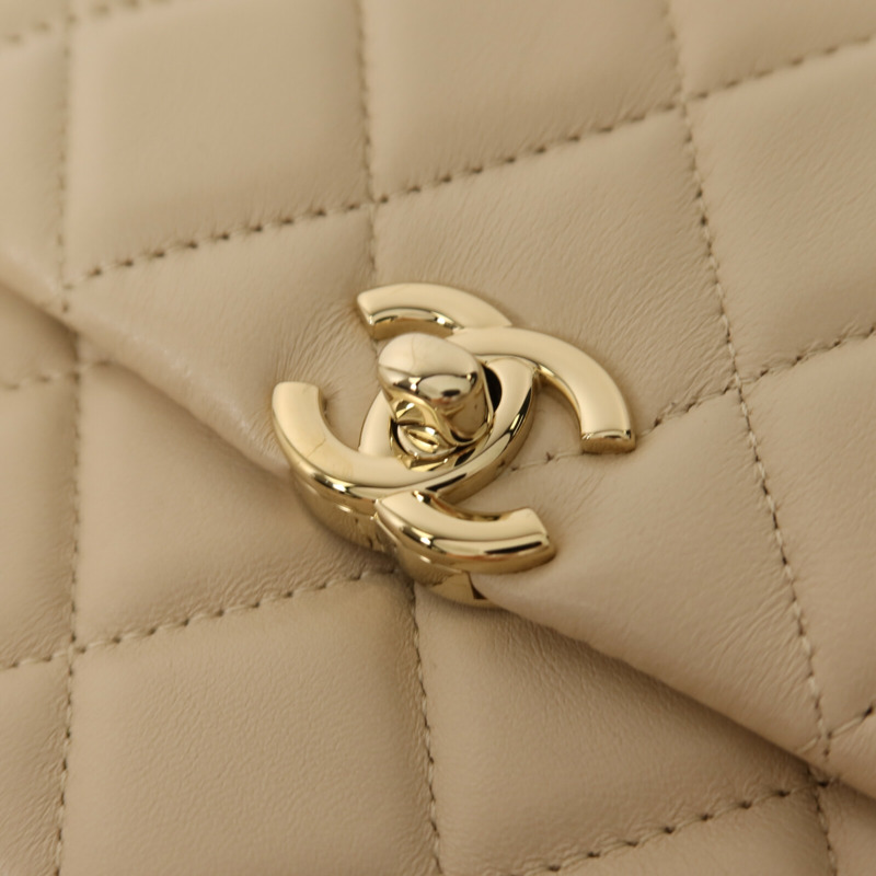 CHANEL 羊皮皮革Chain Shoulder金扣鏈帶肩背袋-9