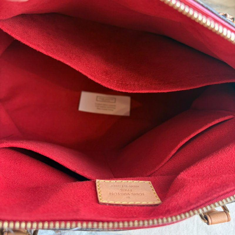 LV 原花紋拚牛皮手緹兩用包-5