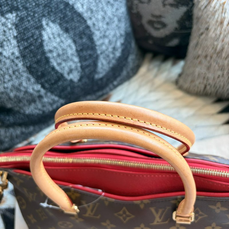 LV 原花紋拚牛皮手緹兩用包-6