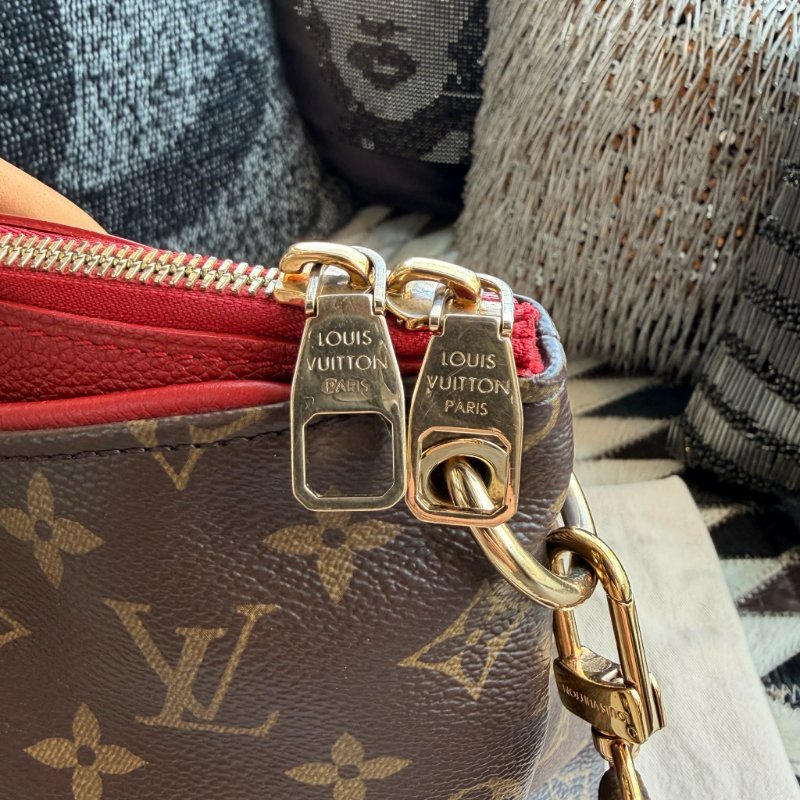 LV 原花紋拚牛皮手緹兩用包-7