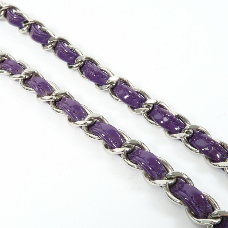 CHANEL 漆皮皮革Mini Classic 20銀扣鏈帶肩背袋-9