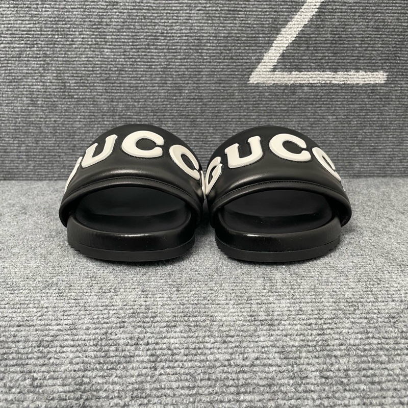 全新Gucci 古馳 凉鞋黑色皮面一字拖鞋42碼-1