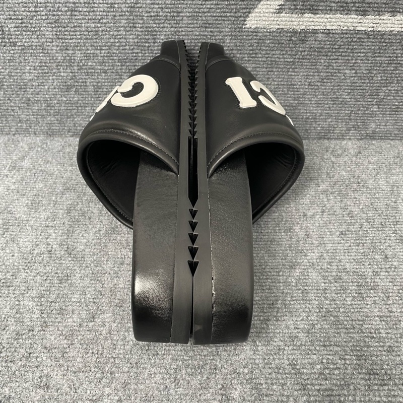 全新Gucci 古馳 凉鞋黑色皮面一字拖鞋42碼-6
