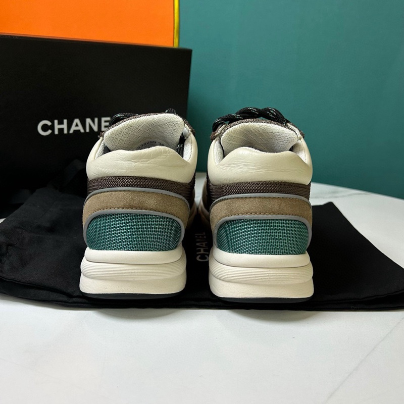 CHANEL香奈兒！咖藍拼色熊貓鞋低幫運動鞋 36碼，附件：塵袋、盒子-4