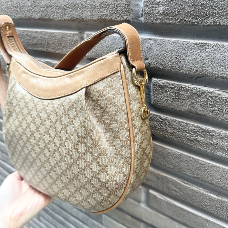 思琳 馬蹄扣 老花 腋下包 肩背包 手拿包 中古包 半月包 老花 凱旋門 豌豆包 腋下包 vintage celine bag-1