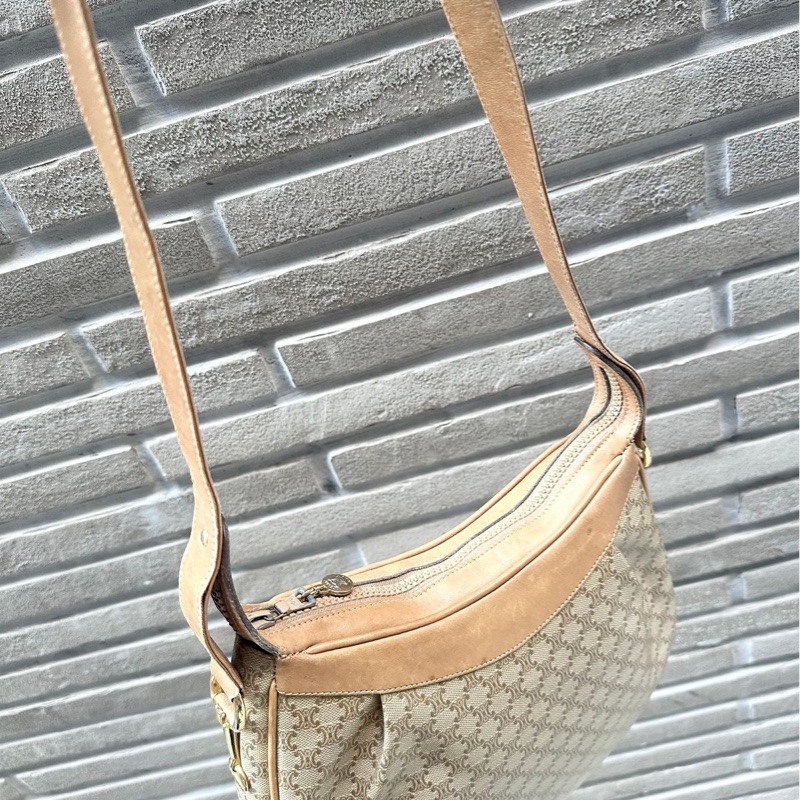 思琳 馬蹄扣 老花 腋下包 肩背包 手拿包 中古包 半月包 老花 凱旋門 豌豆包 腋下包 vintage celine bag-13