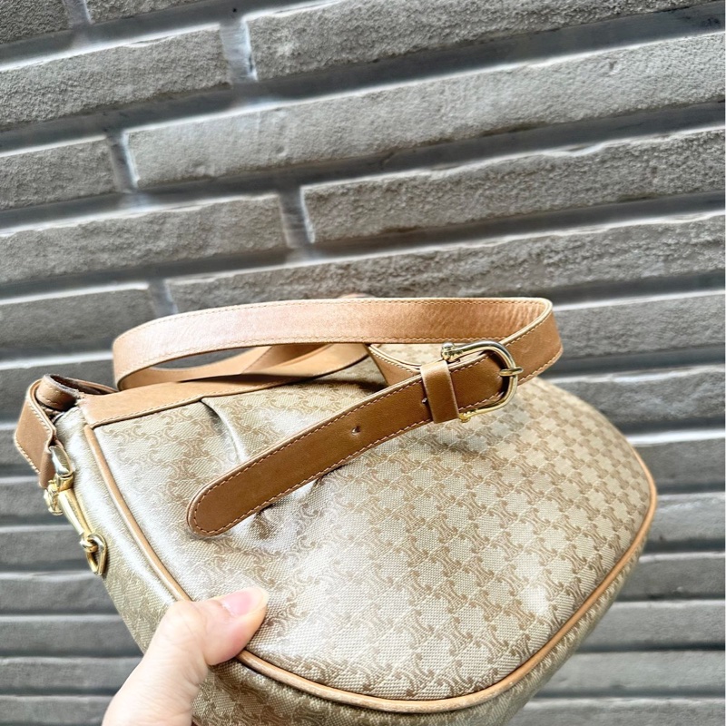 思琳 馬蹄扣 老花 腋下包 肩背包 手拿包 中古包 半月包 老花 凱旋門 豌豆包 腋下包 vintage celine bag-14