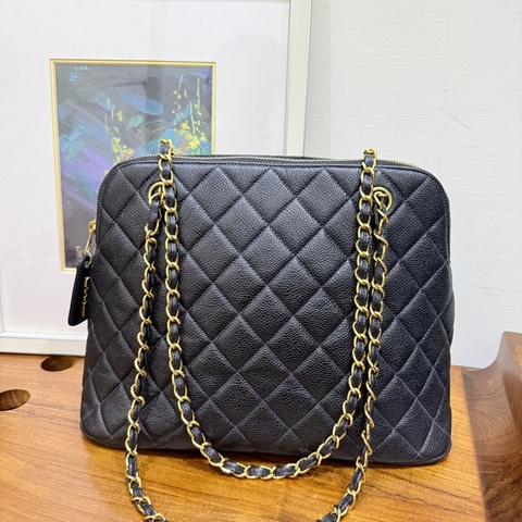 黑色荔枝牛皮CHANEL🖤香奈兒貝殼包 肩背包