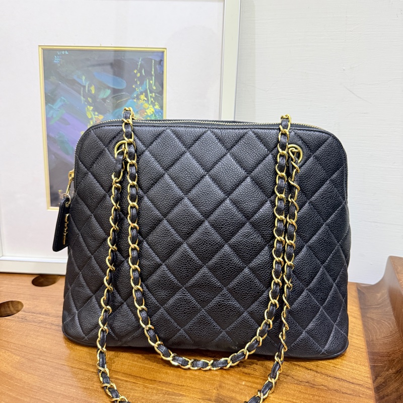 黑色荔枝牛皮CHANEL🖤香奈兒貝殼包 肩背包-0