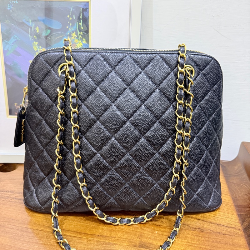 黑色荔枝牛皮CHANEL🖤香奈兒貝殼包 肩背包-1