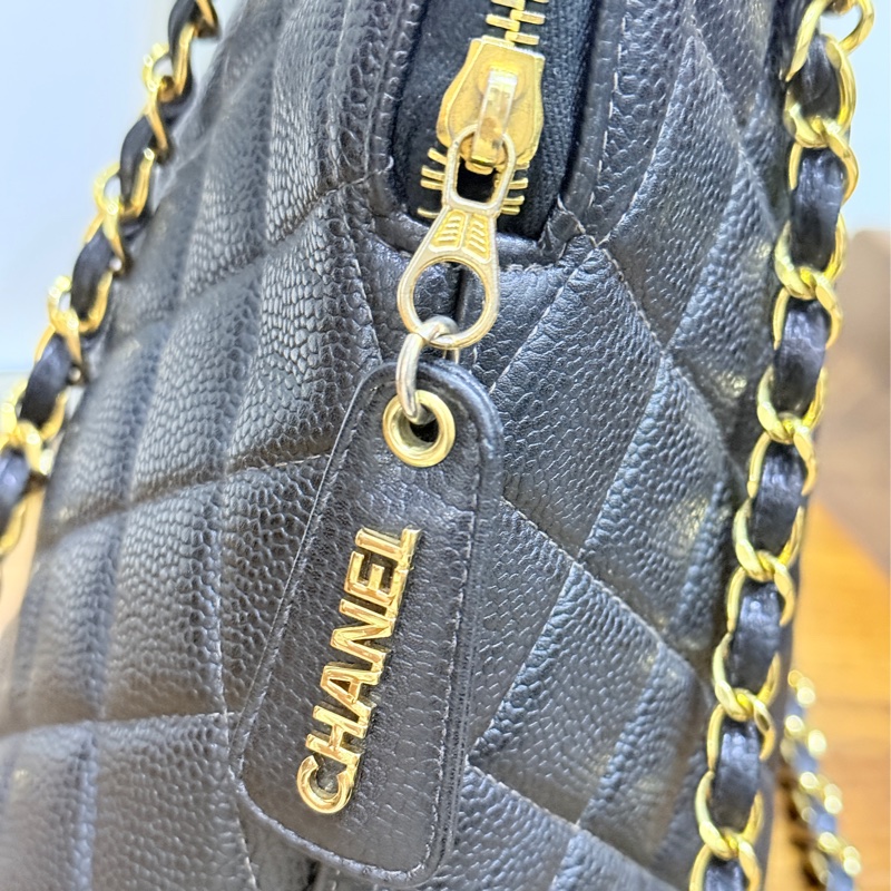 黑色荔枝牛皮CHANEL🖤香奈兒貝殼包 肩背包-7