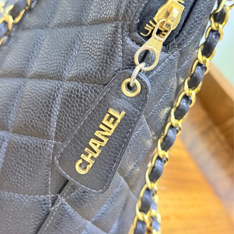 黑色荔枝牛皮CHANEL🖤香奈兒貝殼包 肩背包-8