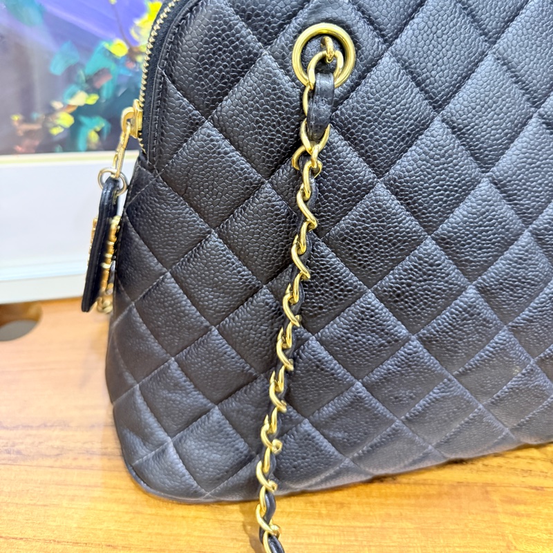 黑色荔枝牛皮CHANEL🖤香奈兒貝殼包 肩背包-10