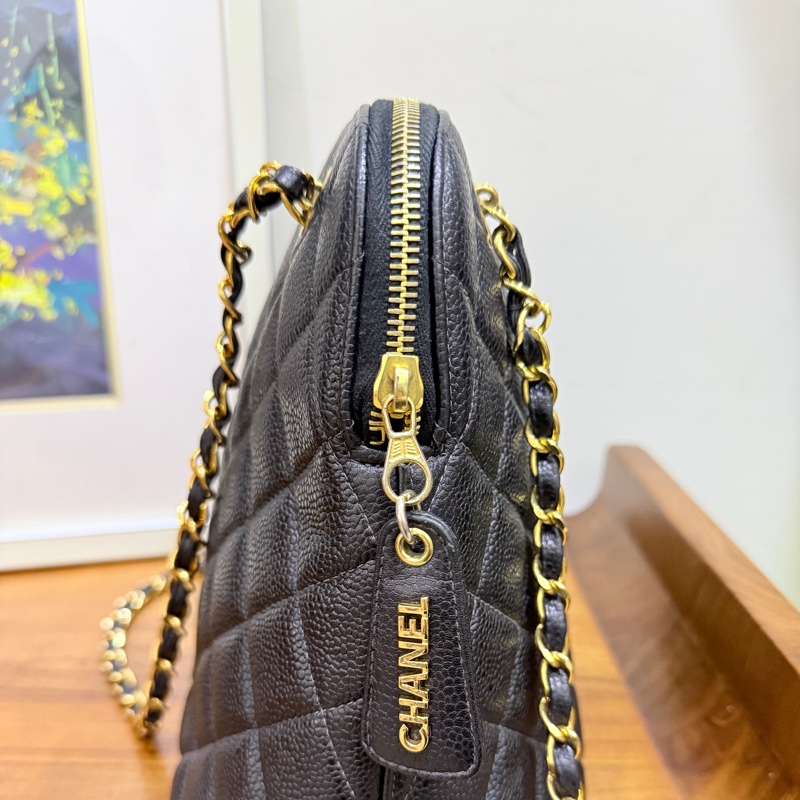 黑色荔枝牛皮CHANEL🖤香奈兒貝殼包 肩背包-17