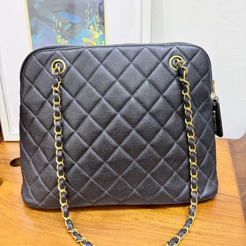 黑色荔枝牛皮CHANEL🖤香奈兒貝殼包 肩背包-18