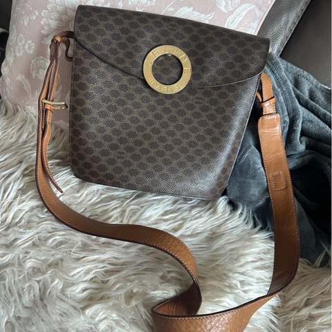 思琳 celine 老花金環薯條包 凱旋門 中古包 側背包 斜背包 斜挎包 vintage bag 水桶包