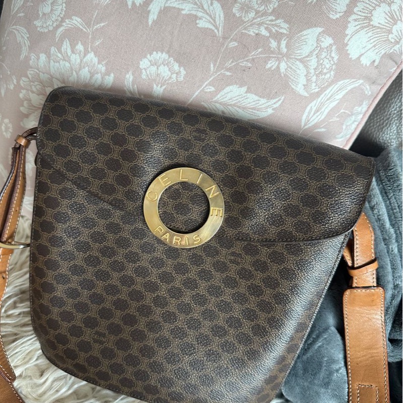 思琳 賽琳 斜背包 中古包 復古包 celine 老花 金環 薯條包 凱旋門 中古包 側背包 斜背包 斜挎包 vintage bag 水桶包-2