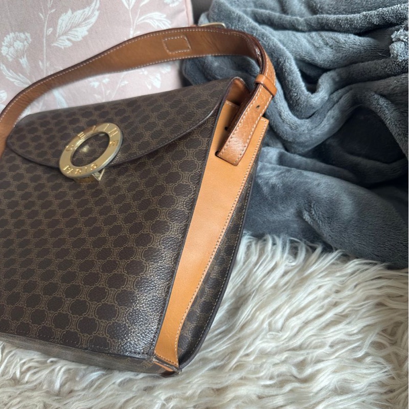 思琳 賽琳 斜背包 中古包 復古包 celine 老花 金環 薯條包 凱旋門 中古包 側背包 斜背包 斜挎包 vintage bag 水桶包-3