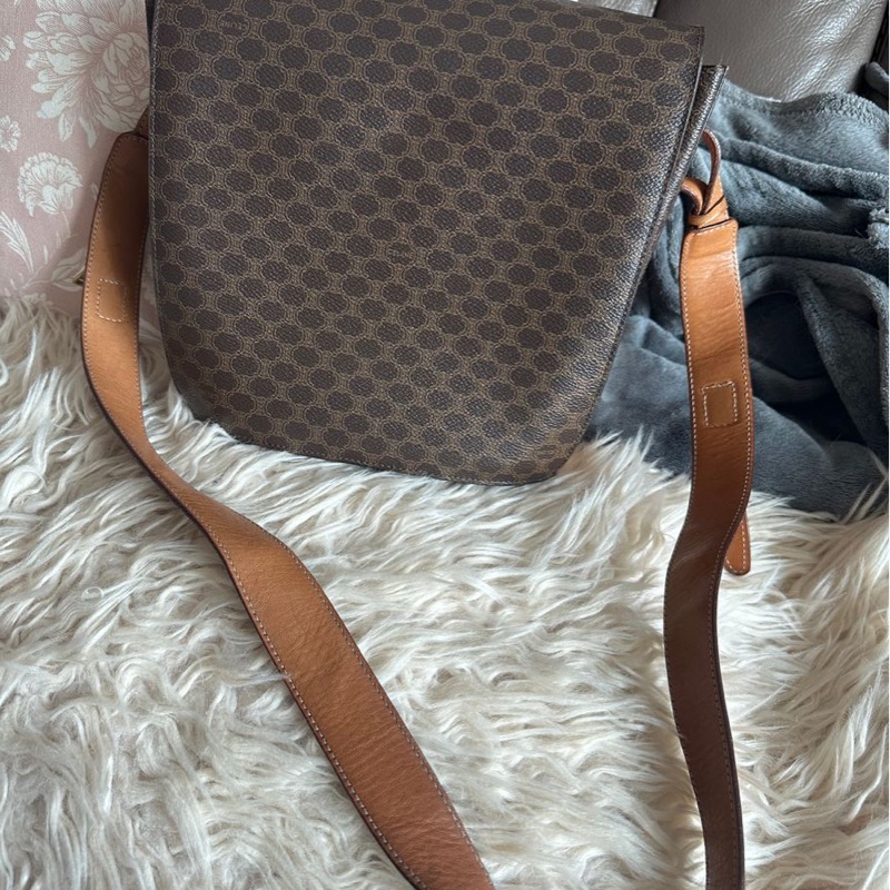 思琳 賽琳 斜背包 中古包 復古包 celine 老花 金環 薯條包 凱旋門 中古包 側背包 斜背包 斜挎包 vintage bag 水桶包-5