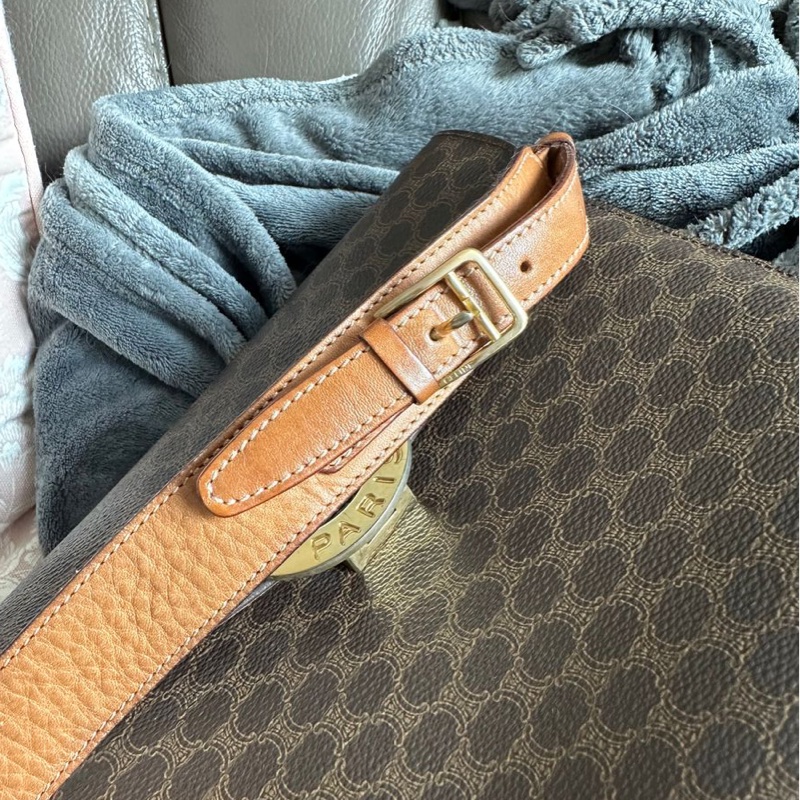 思琳 賽琳 斜背包 中古包 復古包 celine 老花 金環 薯條包 凱旋門 中古包 側背包 斜背包 斜挎包 vintage bag 水桶包-15