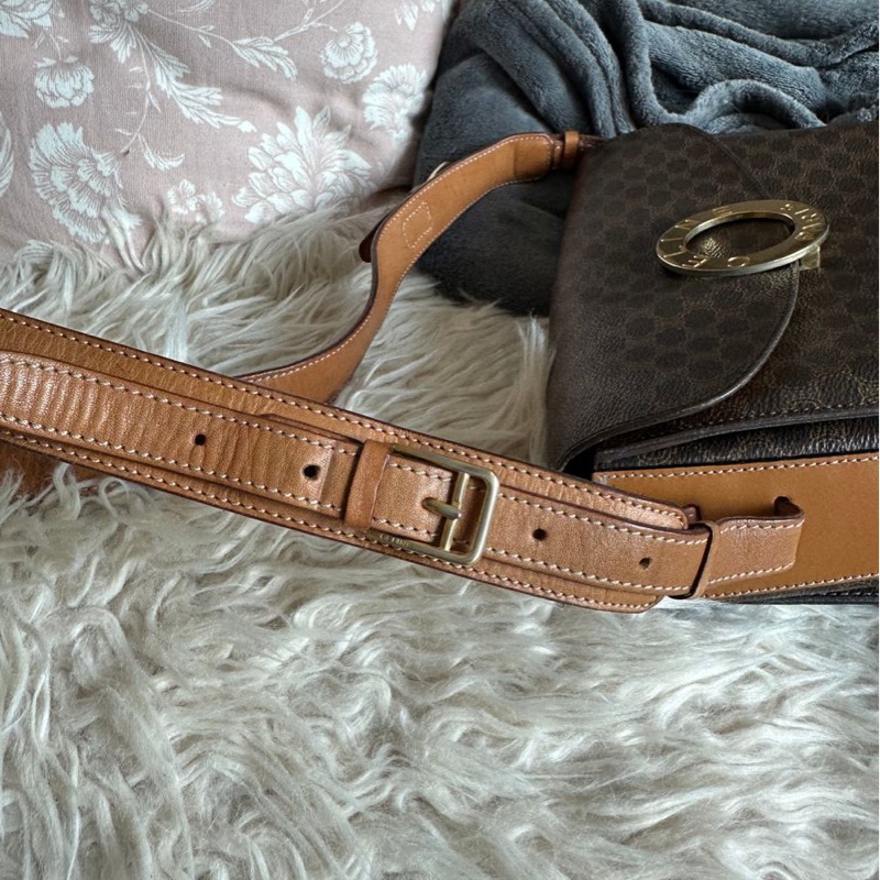 思琳 賽琳 斜背包 中古包 復古包 celine 老花 金環 薯條包 凱旋門 中古包 側背包 斜背包 斜挎包 vintage bag 水桶包-16