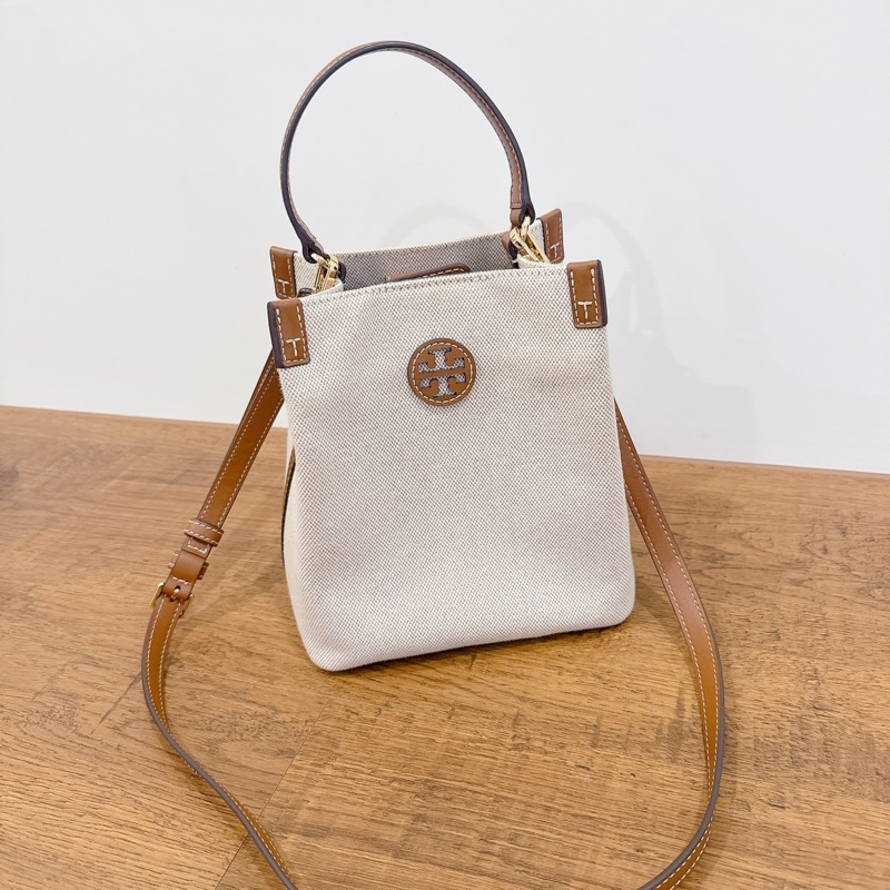 Tory Burch 美國購入 水桶包 可兩用 手提肩背 皮革質感拼接淺色系 夏天必買-1