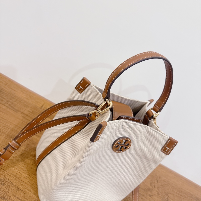 Tory Burch 美國購入 水桶包 可兩用 手提肩背 皮革質感拼接淺色系 夏天必買-2