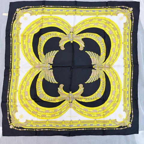 卡地亞幸運甲蟲方巾 經典高級感帶豹圖案👑