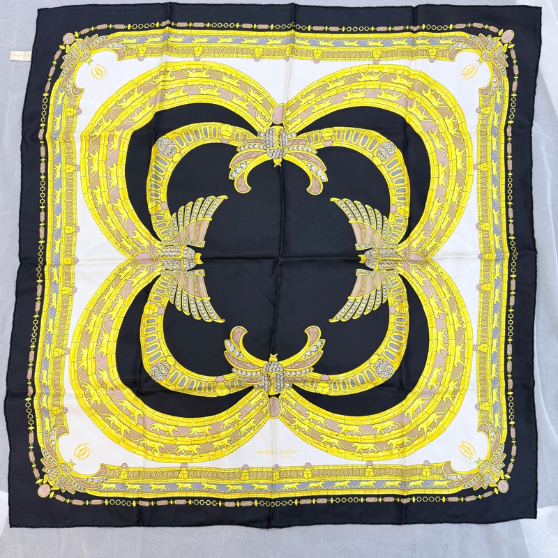 卡地亞幸運甲蟲方巾 經典高級感帶豹圖案👑-0