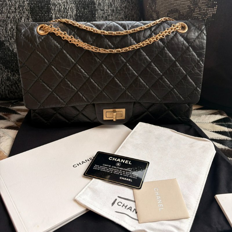 CHANEL 復刻版32CM 霧銀鍊 黑色-0